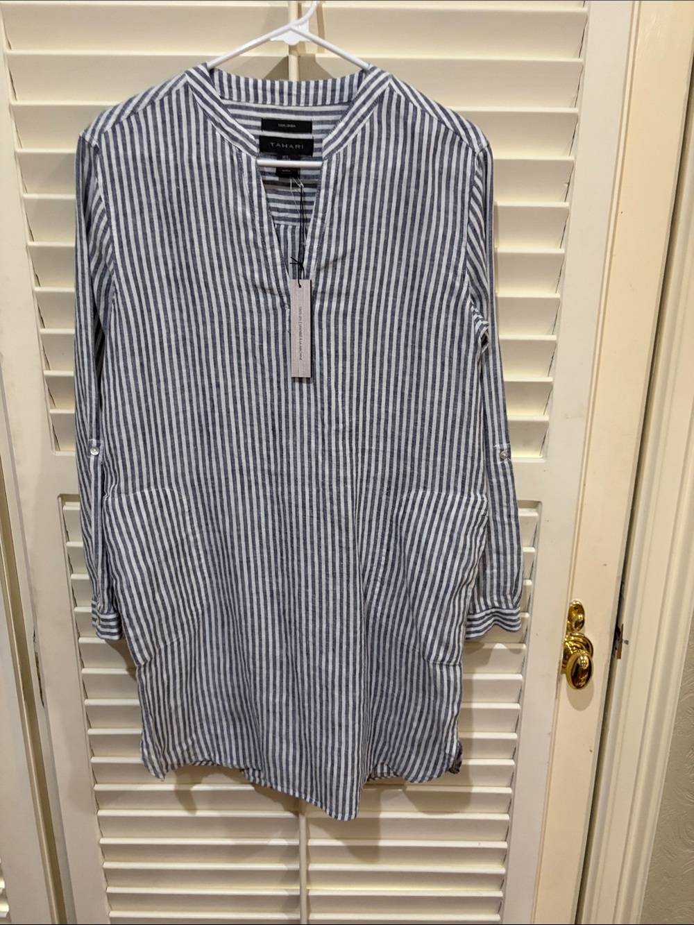 Tahari Blue and White Striped Dress. Size small NWT